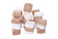White and brown sugar cubes Royalty Free Stock Photo