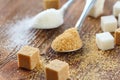 White and brown sugar in spoon Royalty Free Stock Photo