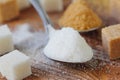 White and brown sugar in spoon Royalty Free Stock Photo