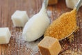 White and brown sugar in spoon Royalty Free Stock Photo