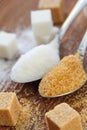 White and brown sugar in spoon Royalty Free Stock Photo