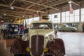 A white and brown 1938 Tatra T-57 B at Lane Motor Museum with the largest collection of vintage European cars, motorcycles