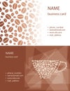 White and brown visit cards with cup and coffee grains - vector