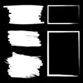 White brush strokes on a black background. Watercolor rectangular texture. Grunge stains Royalty Free Stock Photo