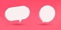 white bubble chat 3d on pink background. cute cartoon stlye. 3d cartoon icon