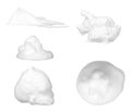 White bubble foam, set and collection. Isolated