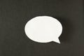 White bubble message from a paper on a black background, social network, symbol Royalty Free Stock Photo
