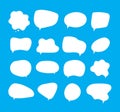 White bubbles talk. Speech bubbles different shapes on blue background comment clouds shouting voice vector pictures Royalty Free Stock Photo