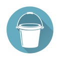 White bucket icon in a blue circle with long shadow Royalty Free Stock Photo