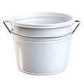 A white bucket with metallic handles is shown against a white background Royalty Free Stock Photo