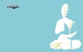 A white Buddha illustration in a light blue balckground Royalty Free Stock Photo