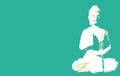 A white Buddha illustration in a light blue balckground Royalty Free Stock Photo