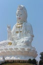 White buddha Large Lady Buddha Huay Pla Kang Temple Chiang Rai, Thailand in the summer
