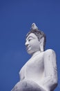 white buddha statue big on buddhism place of worship thailand