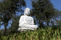 White Buddha statue in the green park Royalty Free Stock Photo