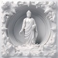 White buddha statue meditation pose in chruch