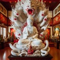 White Buddha statue in temple photo.