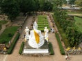 White Buddhas in the gardens of a temple in Ayutthaya, former capital of the kingdom of Siam. Thailand Royalty Free Stock Photo