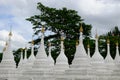 White buddhist pagodas with trees background, Myanmar