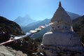 White buddhist stupa in Himalayas mountains, Nepal Royalty Free Stock Photo