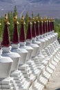 White buddhist stupa or pagoda in tibetan monastery near village Leh in ladakh, noth India Royalty Free Stock Photo