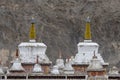 White buddhist stupa or pagoda in tibetan monastery near village Leh in ladakh, noth India Royalty Free Stock Photo