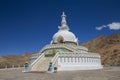 White buddhist stupa or pagoda in tibetan monastery near village Leh in ladakh, noth India Royalty Free Stock Photo