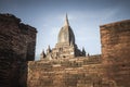 White buddhist temple, Bagan city, Myanmar, Burma. Royalty Free Stock Photo