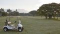 White buggy on golf course Royalty Free Stock Photo