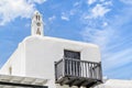 Building balcony Cyclades Greece picturesque Mediterranean view overlooking the sea