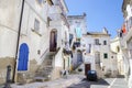 White building blue door italian village Rodi Gargano Royalty Free Stock Photo