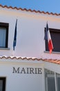 White building city hall in town in Noirmoutier Island Vendee France