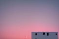 white building at dawn, pink sunset, liminal Royalty Free Stock Photo