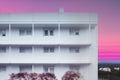 white building at dawn, pink sunset, liminal Royalty Free Stock Photo