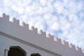 WHite Building Fascade Carved Roof Edge in Stone Town, Zanzibar Royalty Free Stock Photo