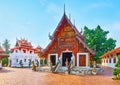 The Ubosot and Ho Trai library of Wat Pratu Pong, Lampang, Thailand