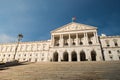 White building Portuguese Parliament, Sao Bento Palace in Lisbon with blue sky on the background Royalty Free Stock Photo