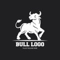 White bull icon on a black background