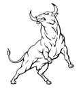 Wild Bull, Ink Line Art Illustration