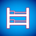 White Bunk bed icon isolated on blue background. Vector Royalty Free Stock Photo