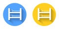 White Bunk bed icon isolated with long shadow background. Circle button. Vector Royalty Free Stock Photo
