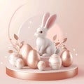 A bunny and easter eggs, generative ai