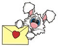 White bunny holding a letter Royalty Free Stock Photo