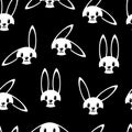 White bunny pattern on black background Royalty Free Stock Photo