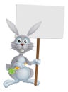 White bunny rabbit with carrot sign