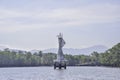 White buoy Navigation or lateral Marks floating in the sea at Thailand Royalty Free Stock Photo