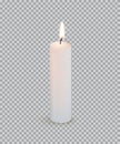 White burning candle isolated on transparent background. Vector design element. Royalty Free Stock Photo