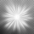 White burst glowing light explosion effect. EPS 10 vector Royalty Free Stock Photo
