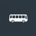 White bus icon on a dark gray background. The simplistic bus design features five Royalty Free Stock Photo