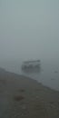 Empty Rv On Foggy Sea: Cinematic Still Shot Inspired By Sergei Parajanov